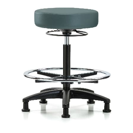 Zoro Select Bench Stool, Hi, Vinyl, CF, Glides, Blu BR-VHBSO-RG-CF-RG-8546