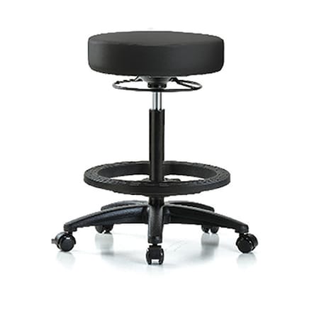 Zoro Select Bench Stool, Hi, Vinyl, BF, Casters, BLK BR-VHBSO-RG-BF-RC-8540