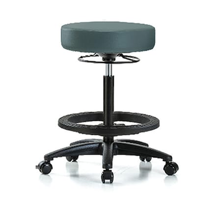 Zoro Select Bench Stool, Hi, Vinyl, BF, Casters, Blu BR-VHBSO-RG-BF-RC-8546