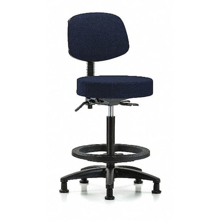 Blue Ridge Ergonomics Bench Stool, Hi, Fabric, Bk, BF, Glides, Nav BR-FHBST-RG-T0-BF-RG-F45