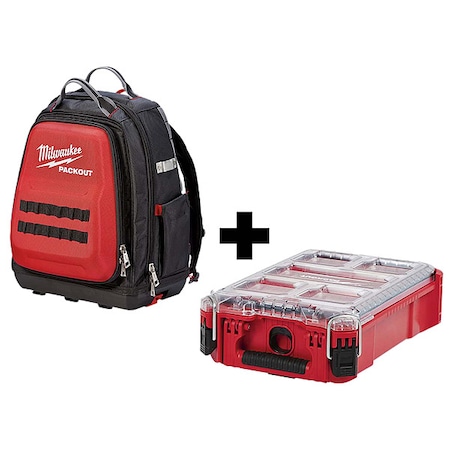Milwaukee Tool PACKOUT Backpack + PACKOUT Compact Organizer 48-22-8301, 48-22-8435