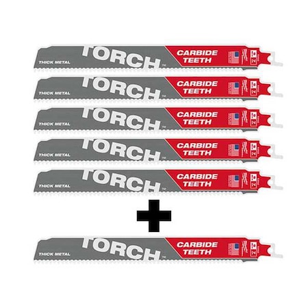 Milwaukee Tool 9" 8TPI The TORCH w/ CARBIDE TEETH Combo 6-Pack 48-00-5502, 48-00-5202