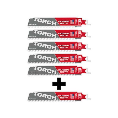 Milwaukee Tool 6" 8TPI The TORCH w/ CARBIDE TEETH Combo 6-Pack 48-00-5501, 48-00-5201