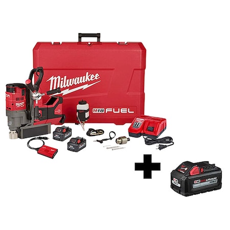 Milwaukee Tool M18 FUEL 1-1/2" Lineman Magnetic Drill High Demand Kit + M18 HIGH OUTPUT XC6.0 Battery Pack 2788-22HD, 48-11-1865