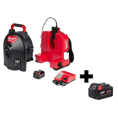 Milwaukee Tool 100 ft Cordless Drain Cleaning Machine, 18.0 2775E-211, 48-11-1850