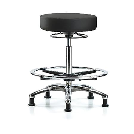 Zoro Select Bench Stool, Hi, Chrm, Vinyl, CF, Glid, BLK BR-VHBSO-CR-CF-RG-8540