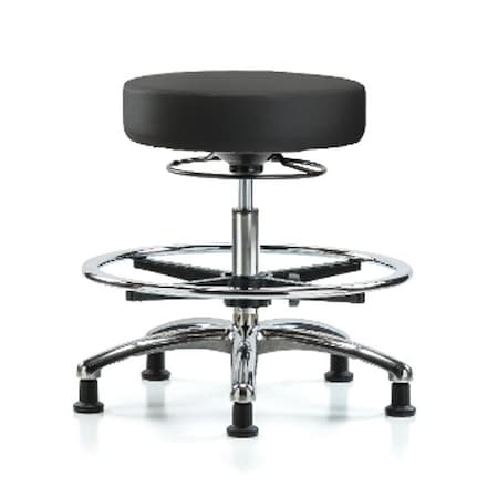 Zoro Select Bench Stool, Med, Vin, Chrm, CF, Glides, BLK BR-VMBSO-CR-CF-RG-8540