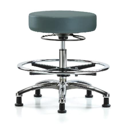 Zoro Select Bench Stool, Med, Vin, Chrm, CF, Glides, Blu BR-VMBSO-CR-CF-RG-8546