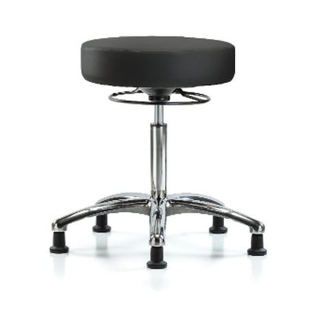 Zoro Select Bench Stool, Med, Chrom, Vinyl, Glides, BLK BR-VMBSO-CR-NF-RG-8540