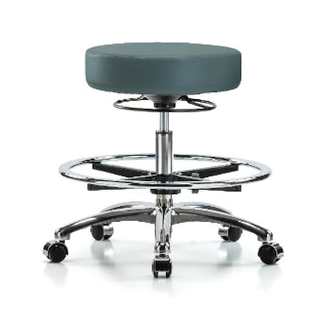 Zoro Select Bench Stool, Med, Vinyl, Chrm, CF, Cstrs, Blu BR-VMBSO-CR-CF-CC-8546