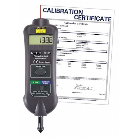 Reed Instruments Contact/Laser Tachometer w/NIST R7150-NIST