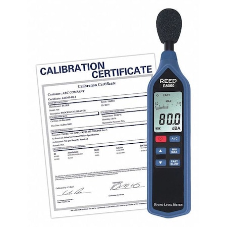 Reed Instruments Sound Level Meter, Bargraph w/NIST R8060-NIST