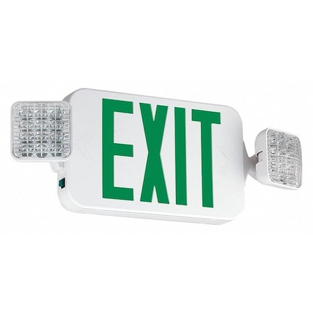Dual-Lite Singn, Exit/Emergency, LED Green, 120/277V, CCGHOSQ CCGHOSQ