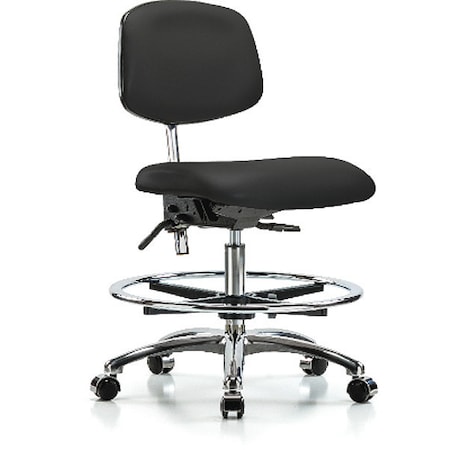 Zoro Select Clean Room Chair Ergonomic Chair, No Arms, 21-1/2" to 29" Height, Vinyl, Black BR-NCR-VMBCH-CR-T0-A0-CF-CC-8540