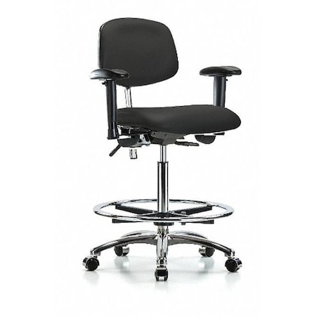 Zoro Select Clean Room Chair Ergonomic Chair, Adjustable Arms, 26-1/4" to 36" Height, Vinyl, Black BR-NCR-VHBCH-CR-T0-A1-CF-CC-8540