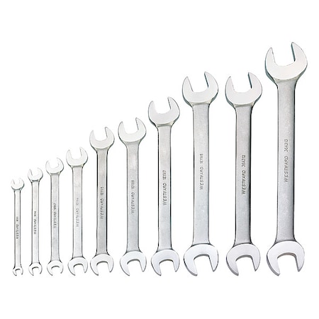 Westward Double Open End Wrench Set, SAE, 10 Pc 36A314