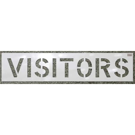 C.H. Hanson Stencil, Visitors, 12 in Character Height, Highway Gothic Font, Polyethylene, White, 1 Pieces 70051