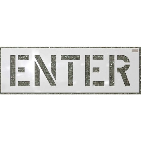 C.H. Hanson Stencil, Enter, 6 in Character Height, Highway Gothic Font, Polyethylene, White, 1 Pieces 70080