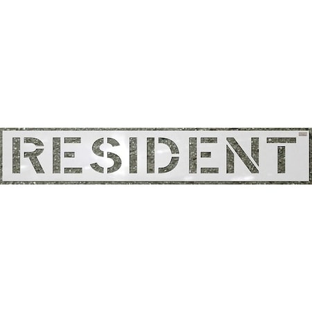 C.H. Hanson Stencil, Resident, 12 in Character Height, Highway Gothic Font, Polyethylene, White, 1 Pieces 70331