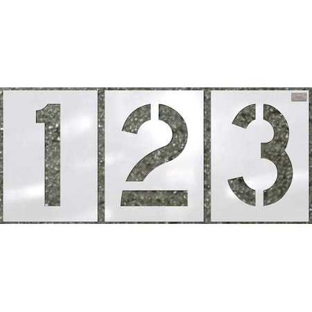 C.H. Hanson Stencil, Number Set, Number Kit, 12 in Character Height, Highway Gothic Font, Polyethylene, White 70358