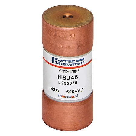 Mersen UL Class Fuse, J Class, Very Fast-Acting, 45A, 600V AC, Non-Indicating HSJ45