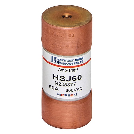 Mersen UL Class Fuse, J Class, Very Fast-Acting, 60A, 600V AC, Non-Indicating HSJ60