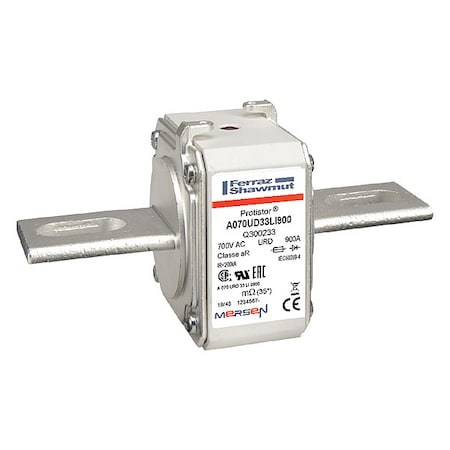 Mersen Semiconductor Fuse, A070 Series, 900A, Fast-Acting, 700V AC, Square Q300233