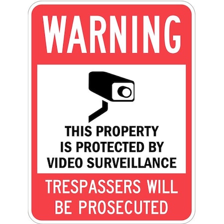 Lyle Warning, This Property Protected By Video Trespassers., 24 in x 18 in, Aluminum, T1-1098-EG_18x24 T1-1098-EG_18x24