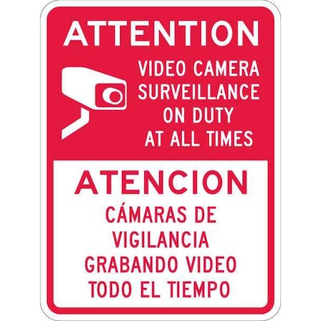 Lyle Attention, Video Camera Surveillance on Duty at All Times, 24 in x 18 in, Aluminum, T1-1078-EG_18x24 T1-1078-EG_18x24