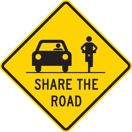 Lyle Share The Road Traffic Sign, 24 in H, 24 in W, Aluminum, Diamond, English, T1-1030-EG_24x24 T1-1030-EG_24x24
