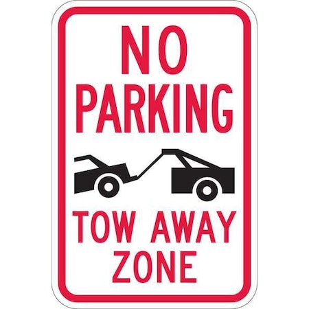 Lyle Tow Zone No Parking Sign, 18" x 12, T1-1052-HI_12x18 T1-1052-HI_12x18