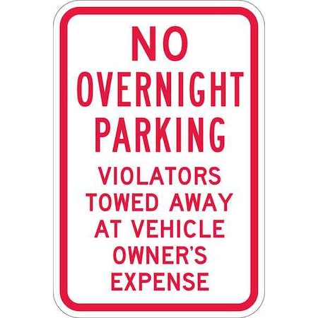 Lyle No Overnight Parking Sign, 18" x 12, T1-1055-EG_12x18 T1-1055-EG_12x18