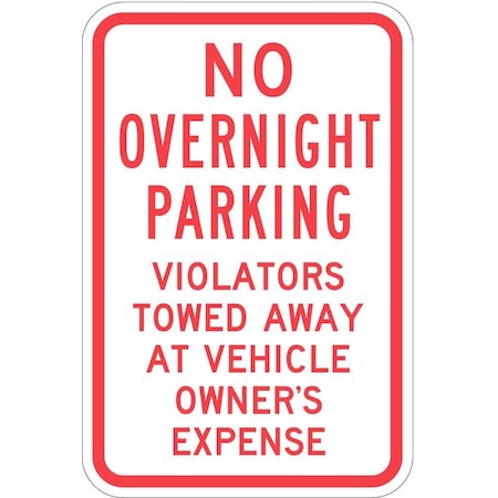Lyle No Overnight Parking Sign, 18" x 12, T1-1055-HI_12x18 T1-1055-HI_12x18