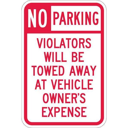 Lyle Tow Zone No Parking Sign, 18" x 12, T1-1061-HI_12x18 T1-1061-HI_12x18