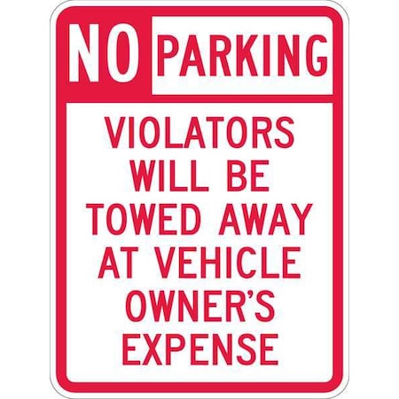 Lyle Tow Zone No Parking Sign, 24" x 18, T1-1062-HI_18x24 T1-1062-HI_18x24