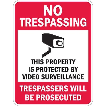 Lyle No Trespassing, This Property is Protected By Video., 24 in x 18 in, Aluminum, T1-1073-EG_18x24 T1-1073-EG_18x24