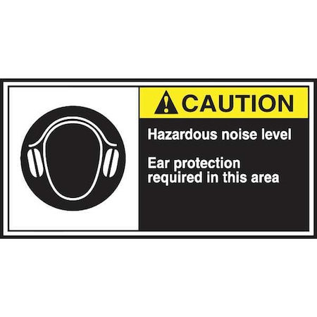 Accuform Label, CEMA, 2-1/2x5, Caution Hazard, PK5, LECN683 LECN683