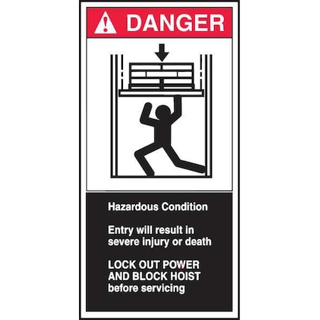 Accuform Danger Label, CEMA Hoist, 6x3 in, Adhesive Vinyl, 5/PK LECN173