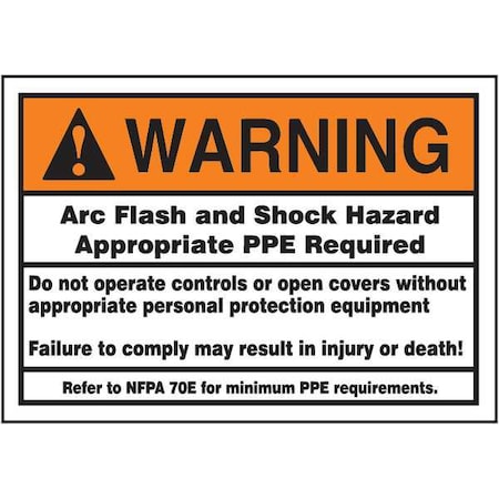 Accuform Warning Label, Arc Flash, 3-1/2x5 in, Adhesive Dura-Vinyl LELC380