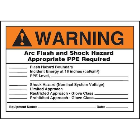 Accuform Warning Label, Arc Flash, 7x10 in, Adhesive Dura-Vinyl LELC322
