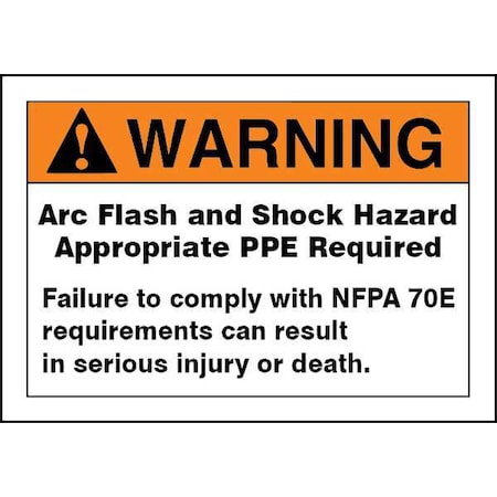 Accuform Label, Arc Flash, 7x10, Warning Arc Flash LELC312