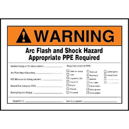 Accuform Label, 5x7, Warning Arc Flash and, LELC334 LELC334