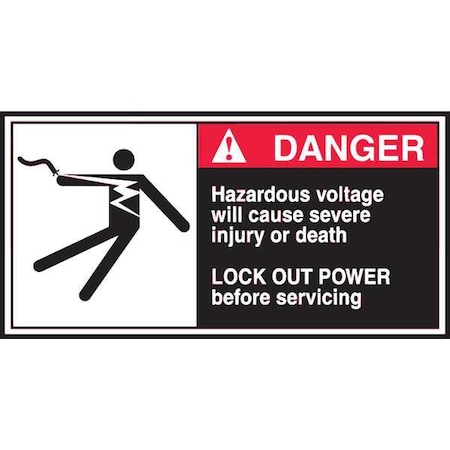 Accuform Label, CEMA, 2-1/2x5, Danger Hazardous, PK5 LECN170