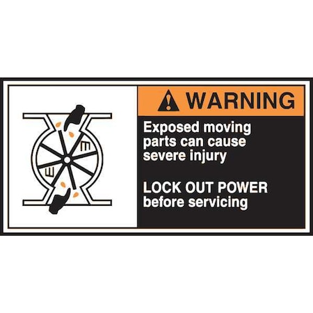 Accuform Label, CEMA, 2-1/2x5, Warning Exposed, PK5, LECN363 LECN363