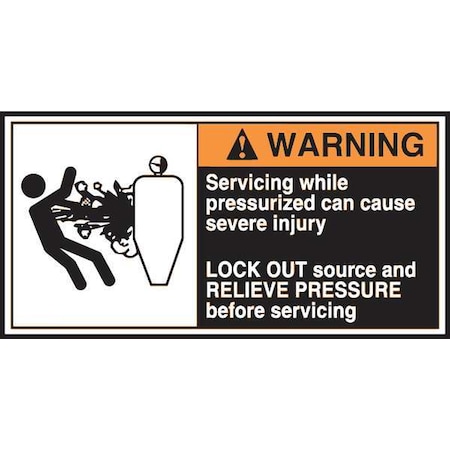 Accuform Warning Label, CEMA Pressurized, 2-1/2x5 in, Adh Vinyl, 5/PK LECN365