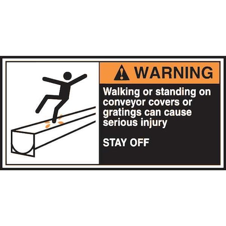 Accuform Label, CEMA, 2-1/2x5, Warning Walking, PK5 LECN367