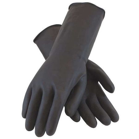 Pip Chemical Resistant Gloves, Natural Rubber Latex, 13 in L, 28 mil, Black, 2XL, 12 PK 48-L300K/XXL