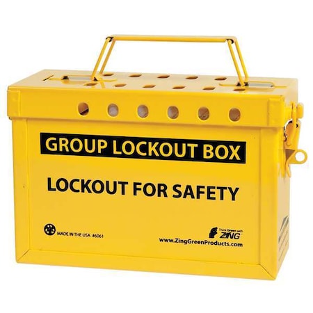 ZING Group Lockout Box, 13 Locks Max, Yellow 6061