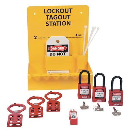Zing Lockout Station, Filled, Elctrical, 3 Locks 6063