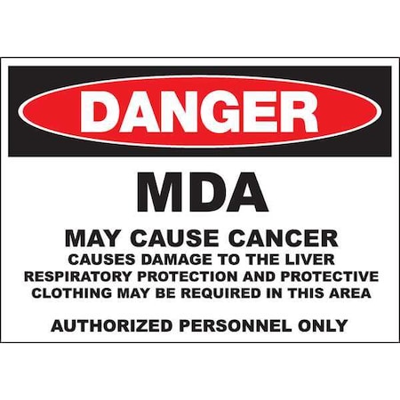 Zing Danger Sign, 10 in H, 14 in W, Plastic, Rectangle, English, 2668 2668